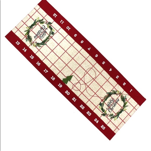 NWT Farmhouse Merry Christmas Advent Calendar Table Runner - Picture 2 of 15